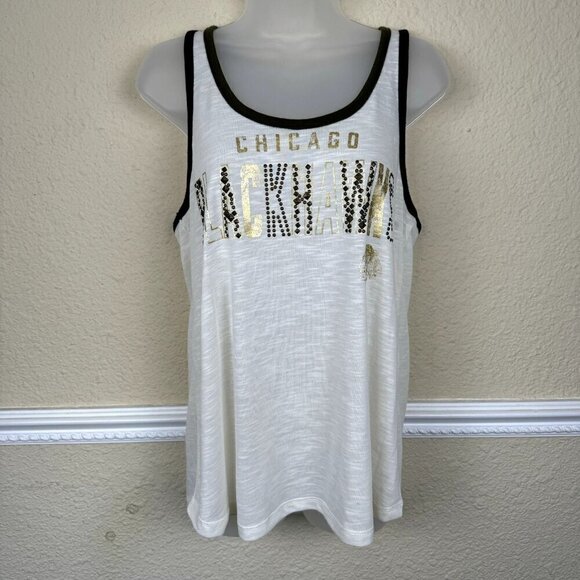 4 her By Carl Banks Tops - 4 Her By Carl Banks Womens L Chicago Blackhawks Hockey Tank Top Embellished